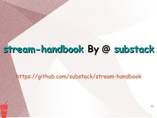 35
stream-handbookstream-handbook ByBy ＠＠ substacksubstack
https://github.com/substack/stream-handbook
 