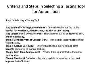 Framework of Test Automation in Software Testing | PPTX