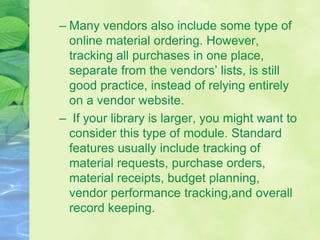 Vendor Library LIBRARY Automation | PPTX