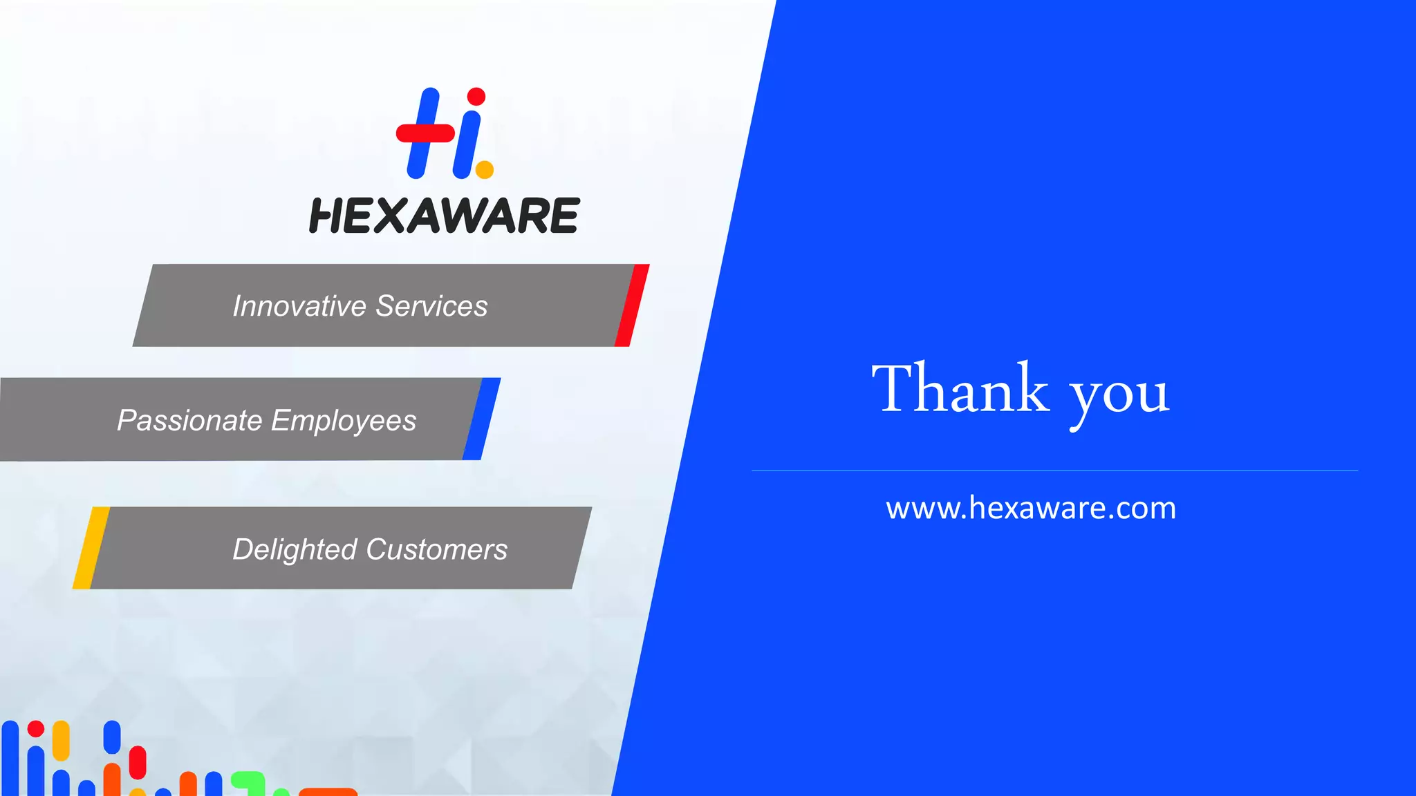 11www.hexaware.com | © Hexaware Technologies. All rights reserved.
Innovative Services
Passionate Employees
Delighted Customers
Thank you
www.hexaware.com
 