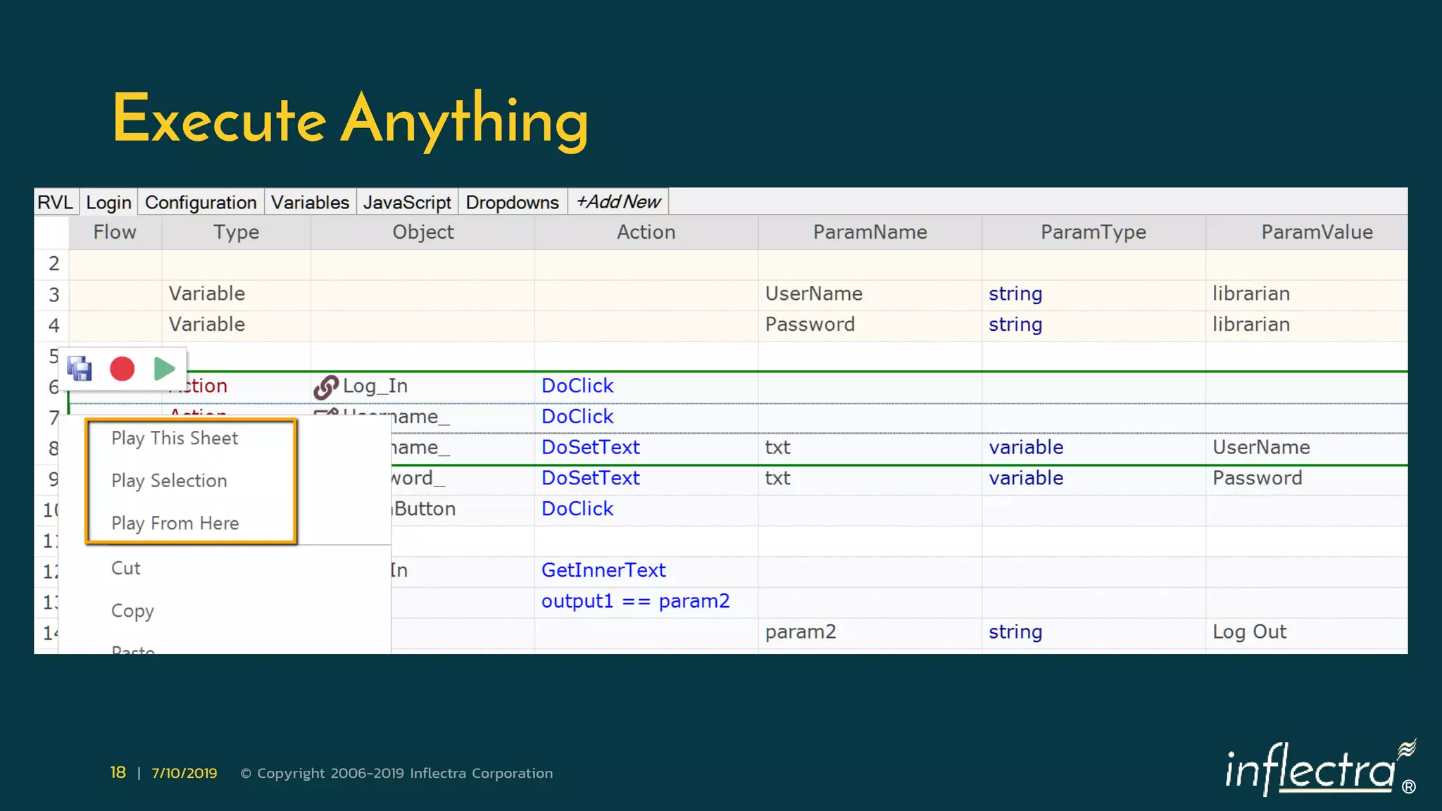 ®
18 | 7/10/2019 © Copyright 2006-2019 Inflectra Corporation
Execute Anything
 