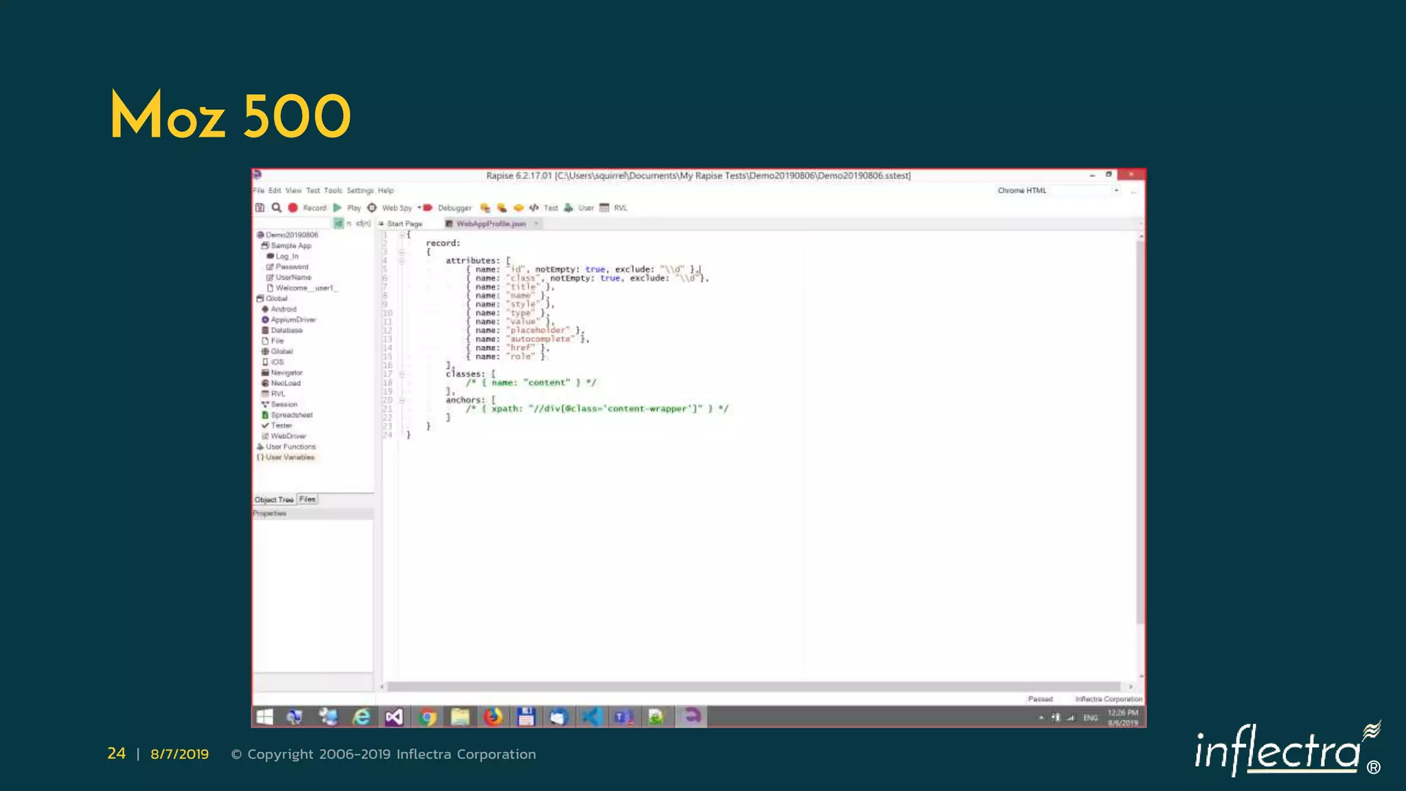 ®
24 | 8/7/2019 © Copyright 2006-2019 Inflectra Corporation
Moz 500
 