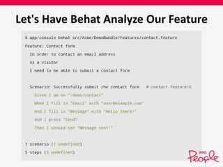 Let's Have Behat Analyze Our Feature 
 