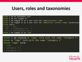 Users, roles and taxonomies 
 