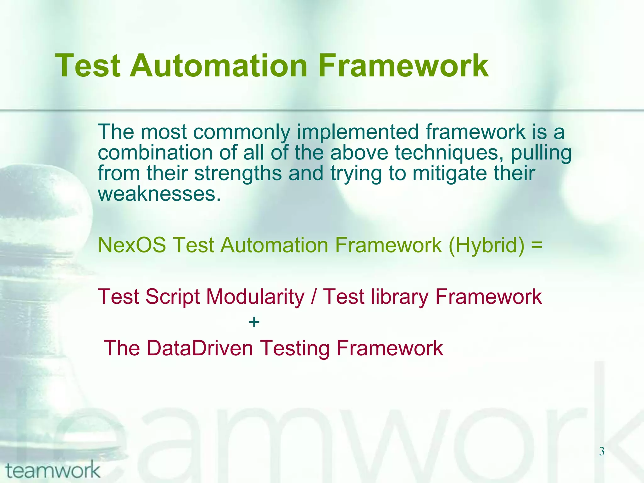 The Test Library Architecture Framework 