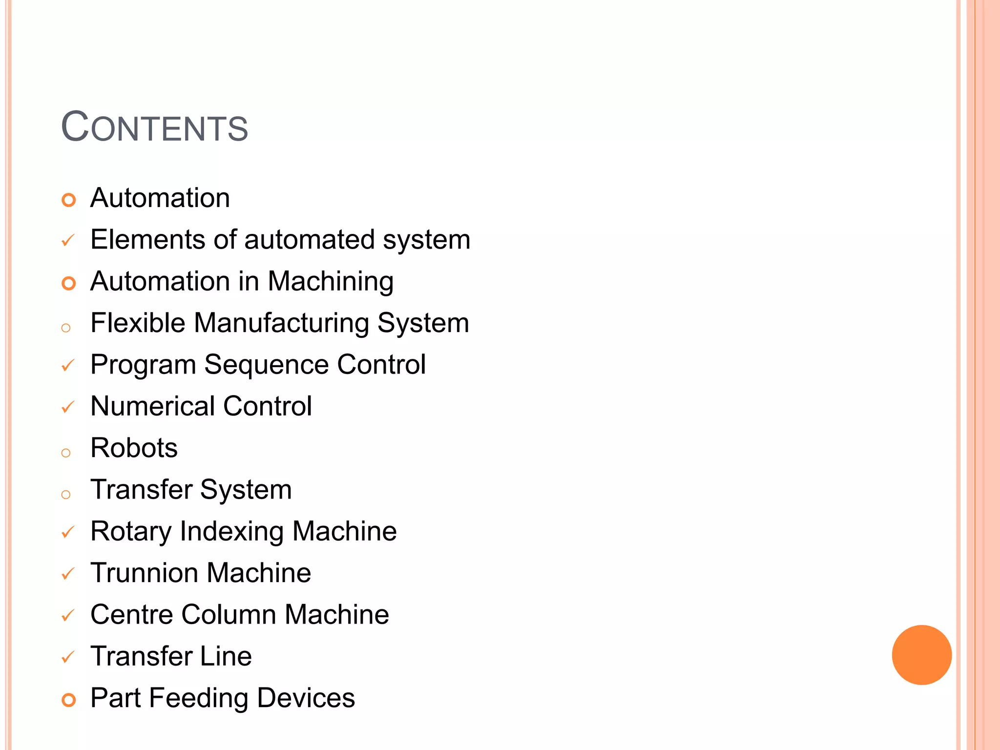 Automation in machining operations | PPTX