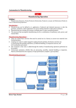 Automation in manufacturing five unit vtu, mechanical engineering notes ...