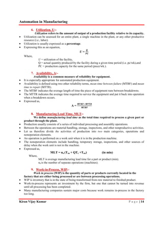 Automation in manufacturing five unit vtu, mechanical engineering notes ...