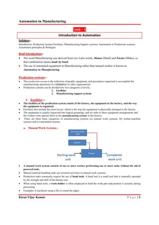 Automation in manufacturing five unit vtu, mechanical engineering notes ...