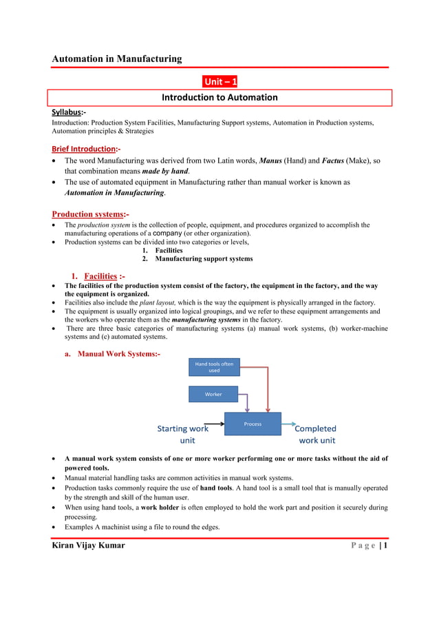 Automation in manufacturing five unit vtu, mechanical engineering notes ...