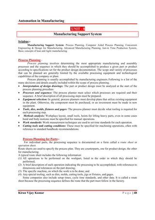 Automation in manufacturing five unit vtu, mechanical engineering notes ...