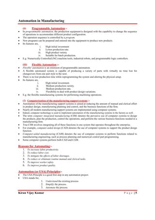 Automation in manufacturing five unit vtu, mechanical engineering notes ...