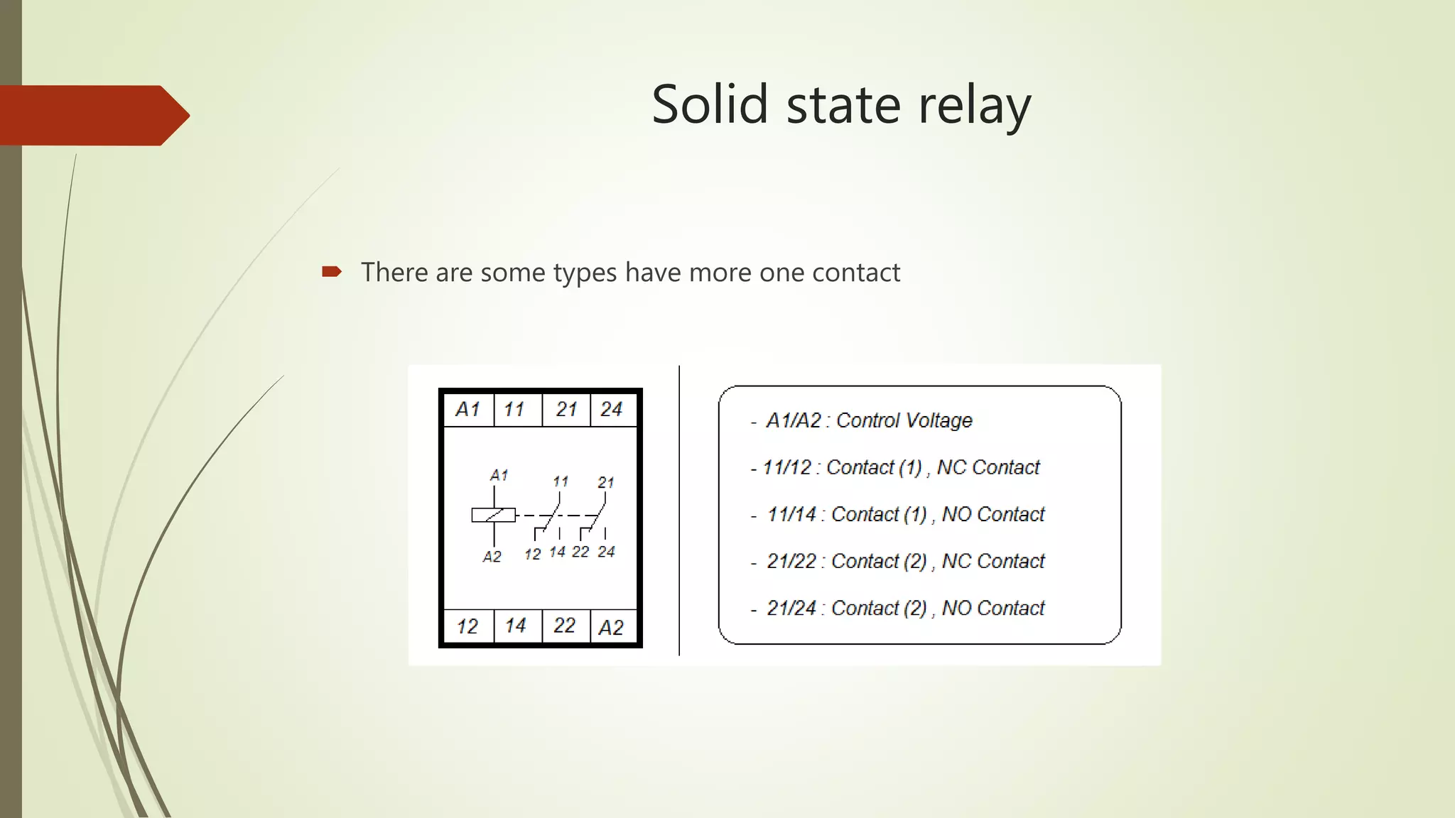 Solid state relay
There are some types have more one contact