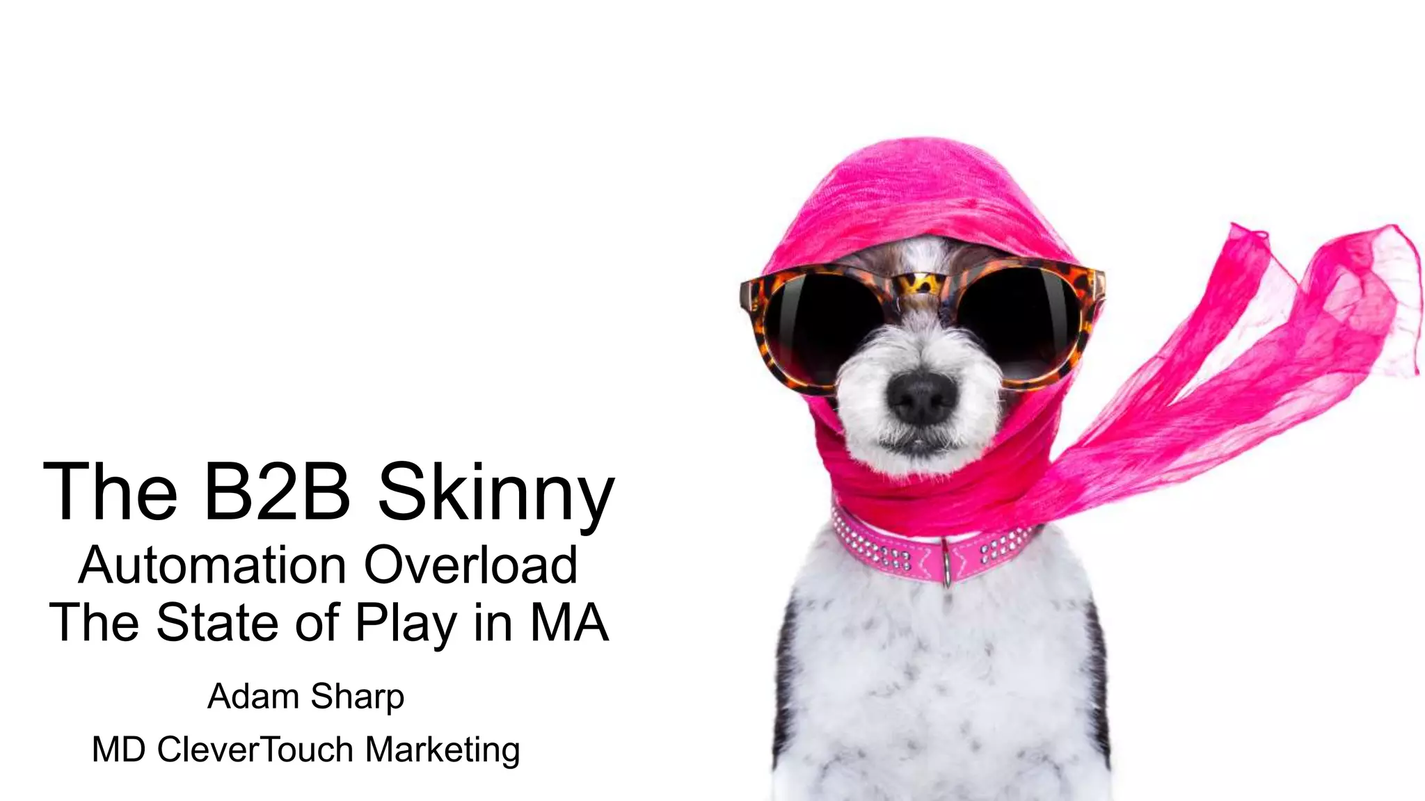 The B2B Skinny
Automation Overload
The State of Play in MA
Adam Sharp
MD CleverTouch Marketing
 