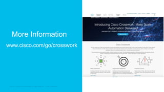 © 2018 Cisco and/or its affiliates. All rights reserved. Cisco Confidential© 2018 Cisco and/or its affiliates. All rights reserved. Cisco Confidential
www.cisco.com/go/crosswork
More Information
 