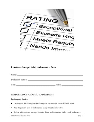 Automation specialist performance appraisal | DOCX