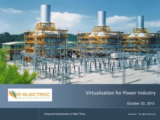Empowering Business in Real Time. Avanceon. All rights Reserved.
October 20, 2015
Virtualization for Power Industry
 