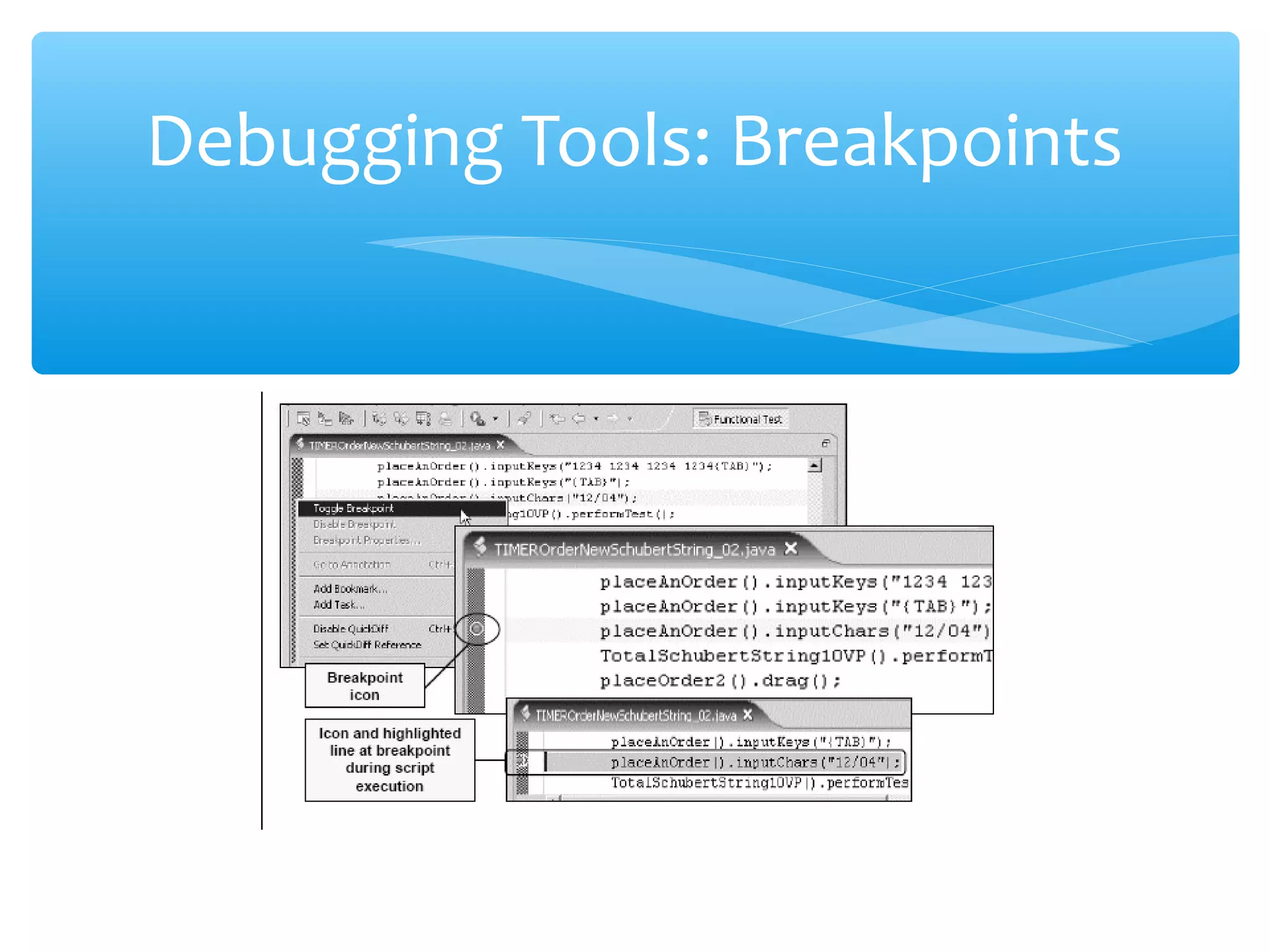 Confidential
Debugging Tools: Breakpoints
 