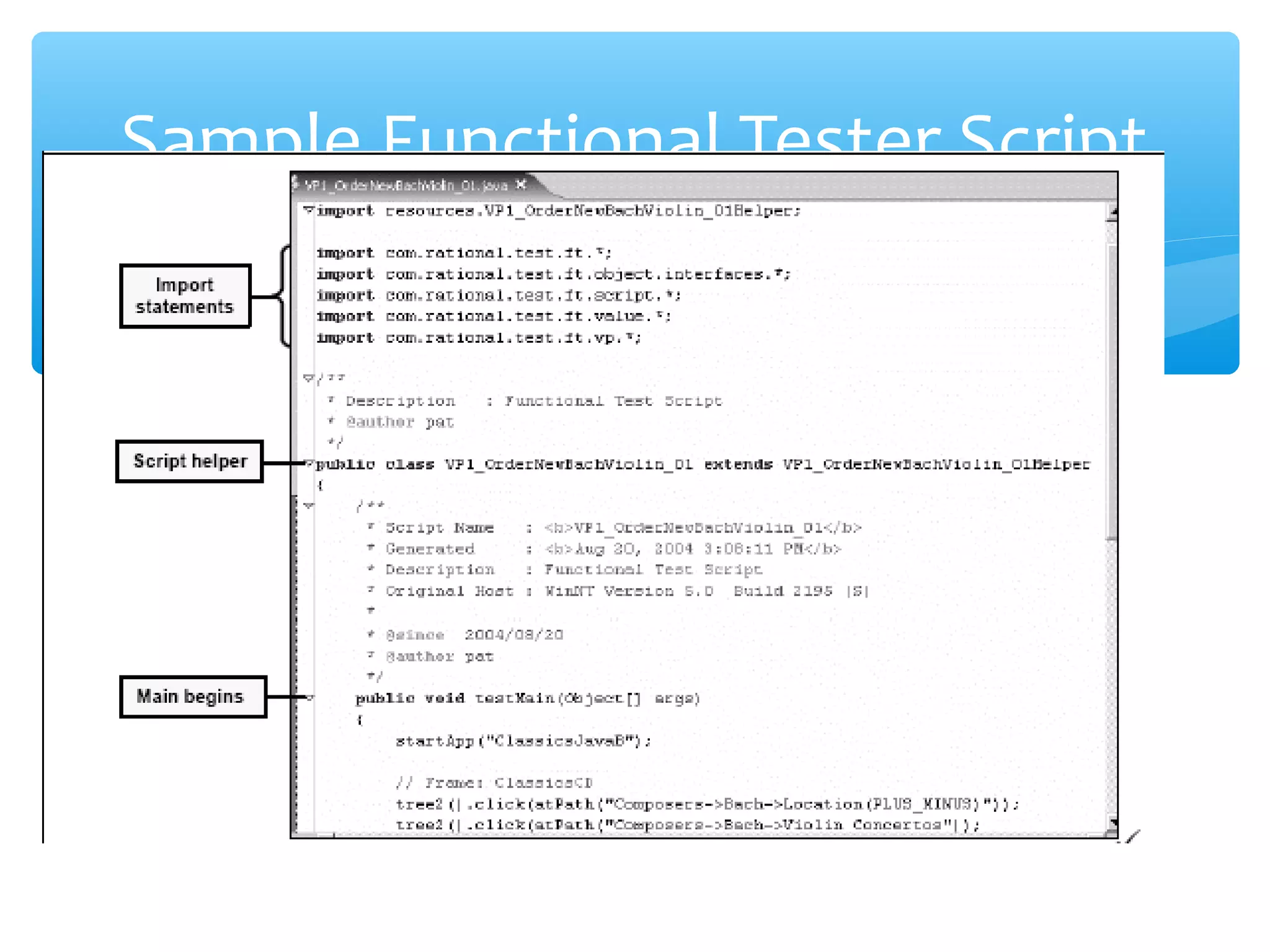 Confidential
Sample Functional Tester Script
 
