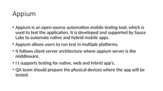 AUTOMATION TESTING tools extensive application | PPT