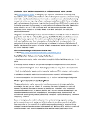 Automation Testing Market Expansion Fueled by DevOps Automation Testing ...