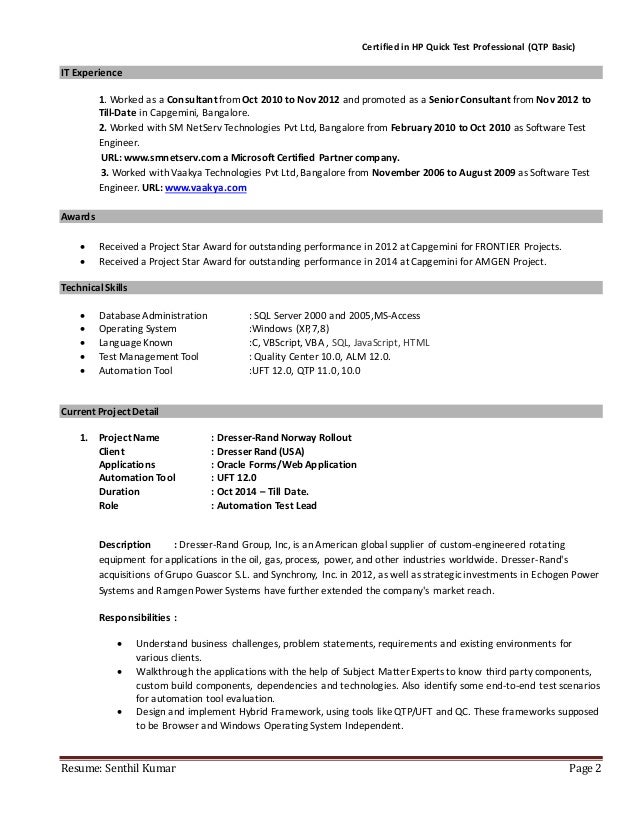 software test lead resumes