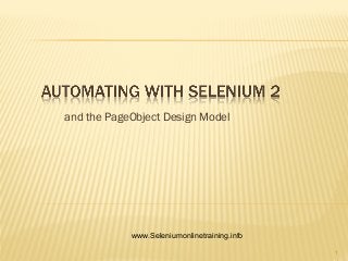 and the PageObject Design Model
www.Seleniumonlinetraining.info
1
 