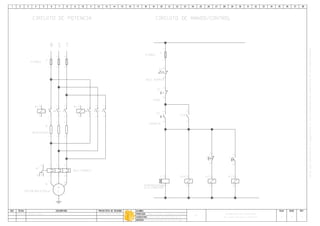 A1817
AUTOMATISMO CON CONTACTORES
ITS
Luis Fabian Martinez28/07/08A
M
3~
W
V
U
MOTOR INDUCCION III
M
21
FUSIBLE
F
43
65
CIRCUITO DE POTENCIA CIRCUITO DE MANDO/CONTROL
R TS
A2A1
K1
21
43
65
A2A1
K2
21
43
65
21
RESISTENCIA
R
43
65
21
FUSIBLE
F
2221
PARE
S1
1413
MARCHA
S2
A2A1
TEMPORIZADOR
T AUX
A1A2
K2
A1A21817
T
2625
T
K1
A1A2
AUX
1314
65
43
21
RELE TERMICO
RT
96
9895
9695
RT
RELE TERMICO
 