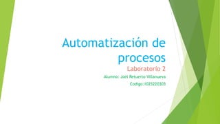 Automatización de
procesos
Laboratorio 2
Alumno: Joel Retuerto Villanueva
Codigo:1025220303
 