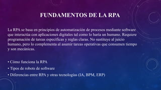 automatizacion Robotica de procesos en las empresas | PPTX