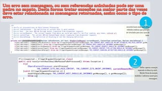 Um erro sem mensagem, ou sem referencias aninhadas pode ser uma
pedra no sapato. Desta forma tratar exceções na maior parte das vezes
deve estar relacionada as mensagens retornadas, assim como o tipo de
erro.
                                                                                   1
                                                           encontre locais onde você utiliza
                                                           métodos estáticos que precisam
                                                          ser simulados para seus casos de
                                                                                     teste.




               tratando exceções
                                                                   2         Defina apenas a exceção
                                                                          esperada no bloco try catch.
                                                                             Manter throw da exceção
                                                                      recebida. E adicionar assert para
                                                                                          mensagem.
 