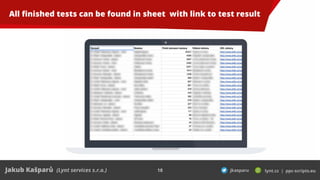 18
All finished tests can be found in sheet with link to test result
 