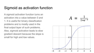 Hyperbolic tangent as activation function
A Tanh activation function turns an
activation into a value between -1 and
+1. T...