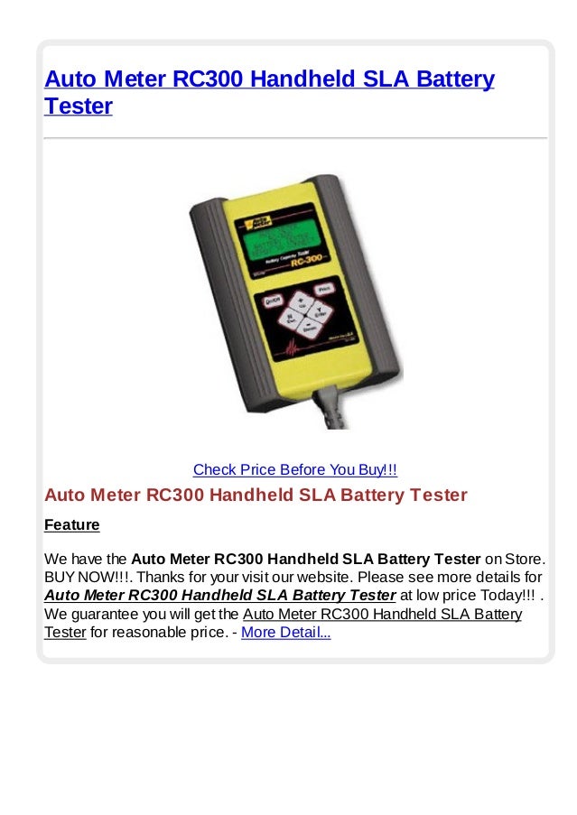 Auto meter rc300 handheld sla battery tester