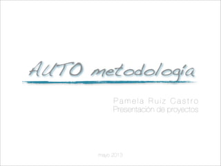 AUTO metodología
P a m e l a R u i z C a s t r o
Presentación de proyectos
mayo 2013
 