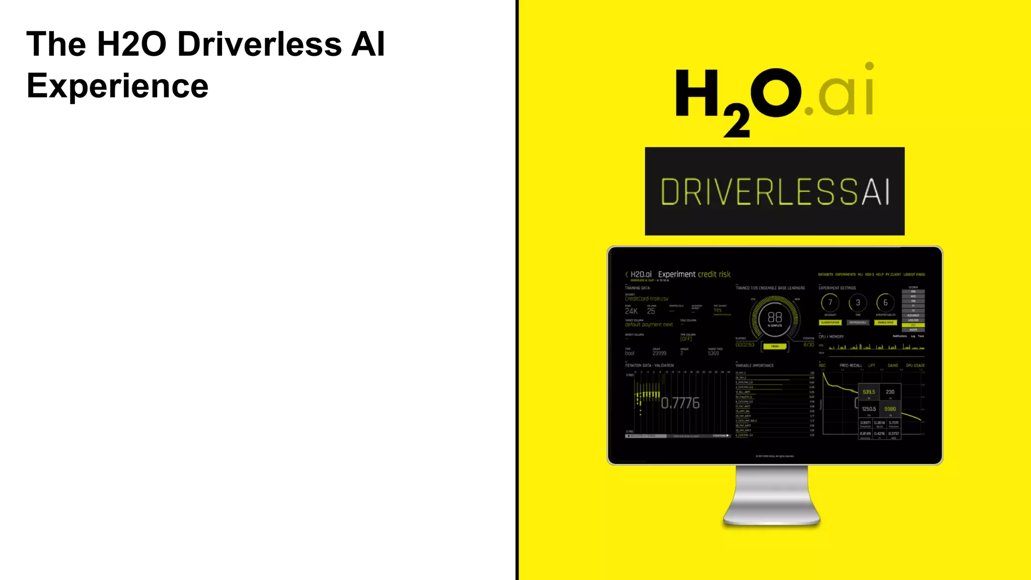 The H2O Driverless AI
Experience
 