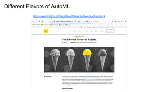 Different Flavors of AutoML
https://www.h2o.ai/blog/the-different-flavors-of-automl
 