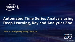 Mar 13, 2020
Automated Time Series Analysis using
Deep Learning, Ray and Analytics Zoo
Shan Yu, Shengsheng Huang, Jason Dai
AI
 