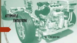 AUTOMOBILE
ENGINEERING
Topic :- Drive System Types
 