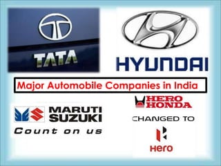 Major Automobile Companies in India
 