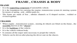 Automobile chassis and body