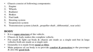 Automobile chassis and body