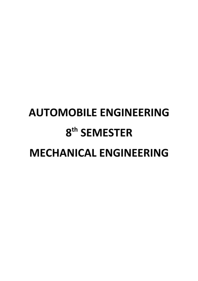Automobile Engineering Lecture Notes