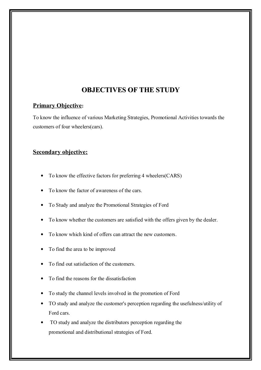 Automobile industry project report