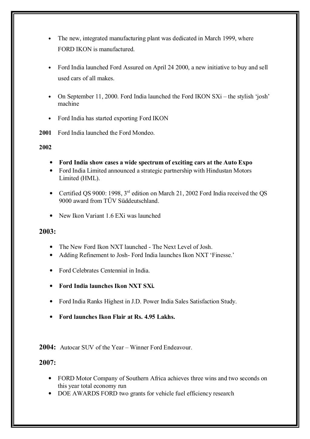 Automobile industry project report