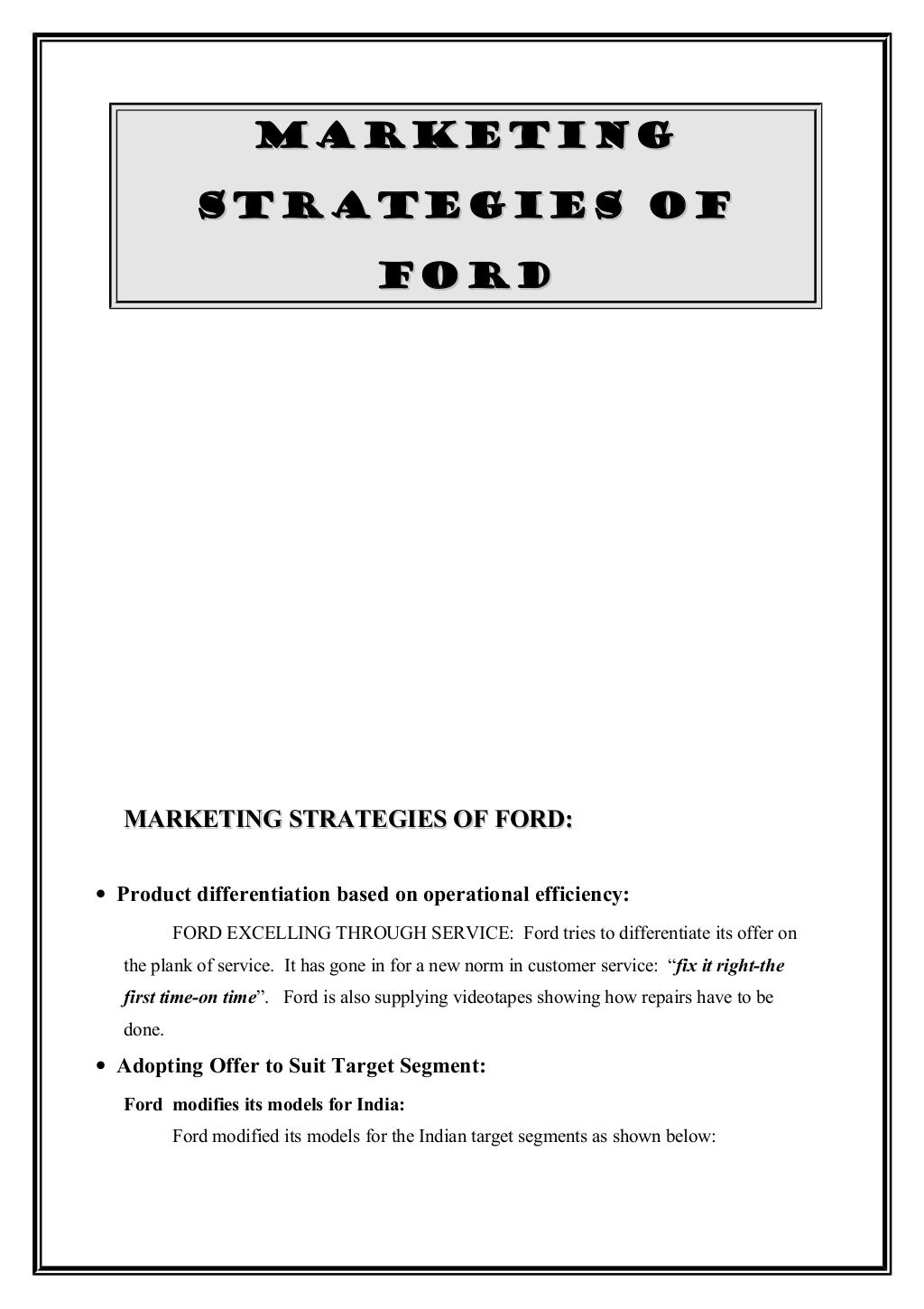 Automobile industry project report