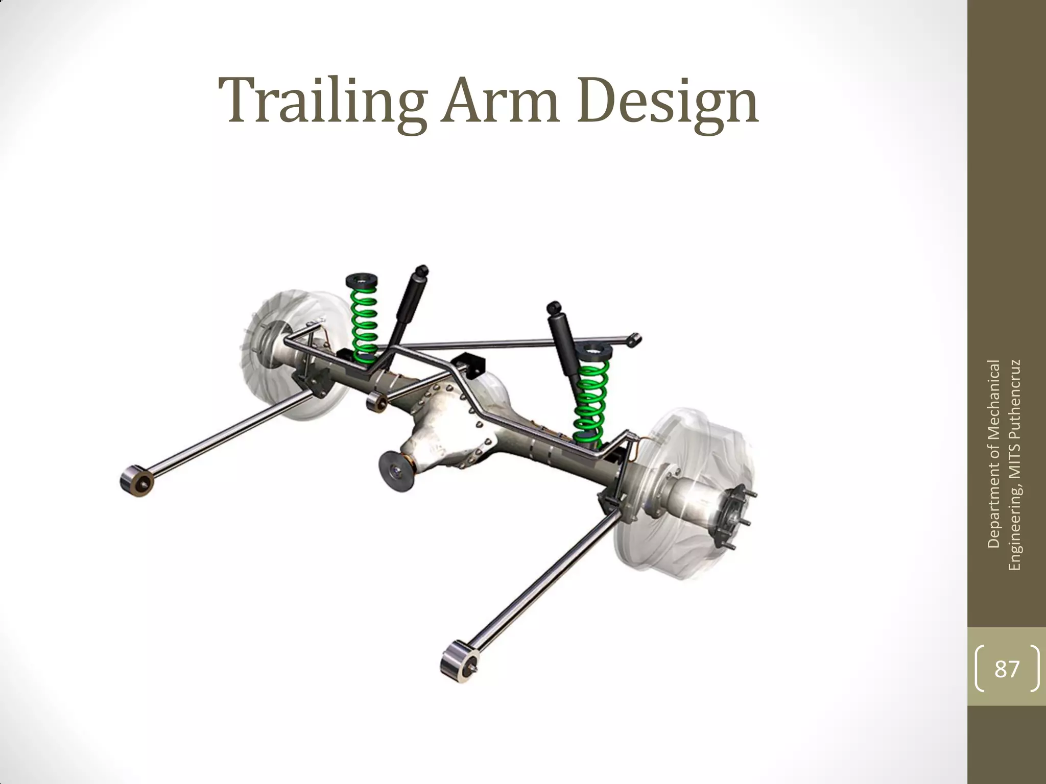 Trailing Arm Design
DepartmentofMechanical
Engineering,MITSPuthencruz
87
 