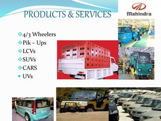 PRODUCTS & SERVICES
FarmProducts..
Agro inputs and services
Engines
Farm Implements
Tractors.
 