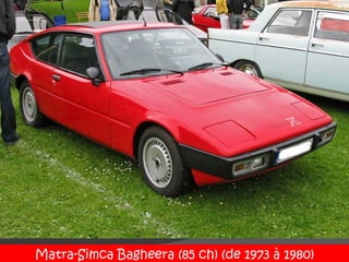Matra-Simca Bagheera (85 ch) (de 1973 à 1980)
 