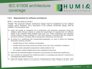 IEC 61508 architecture coverage 21 oktober 2010 www.humiq.nl 